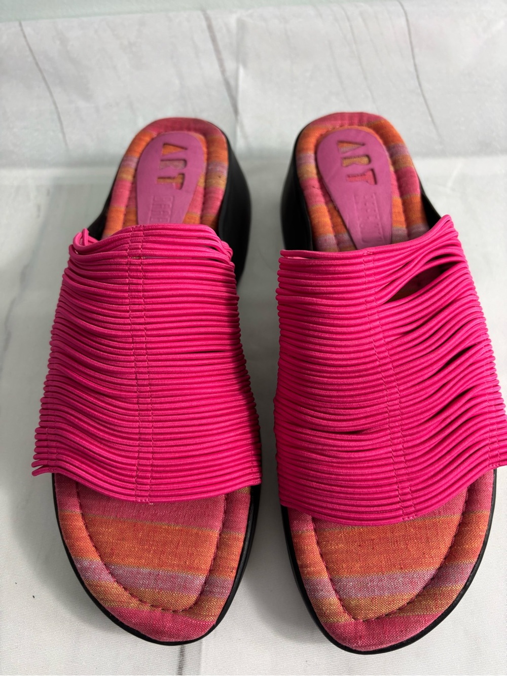 Art Effects 90s/Y2K Style Chunky Platform Sandals Hop Pink Ribbed Straps Sz 10